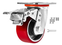 Rueda Industrial PU 4x2” con Freno Total – 350 kg